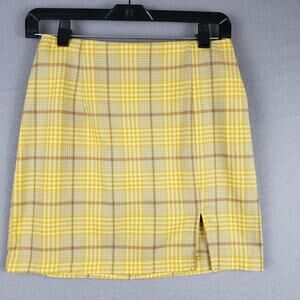 Wild Fable Sz 4 Plaid Mini Skirt Gold Yellow Clueless Academia Prep School Girl